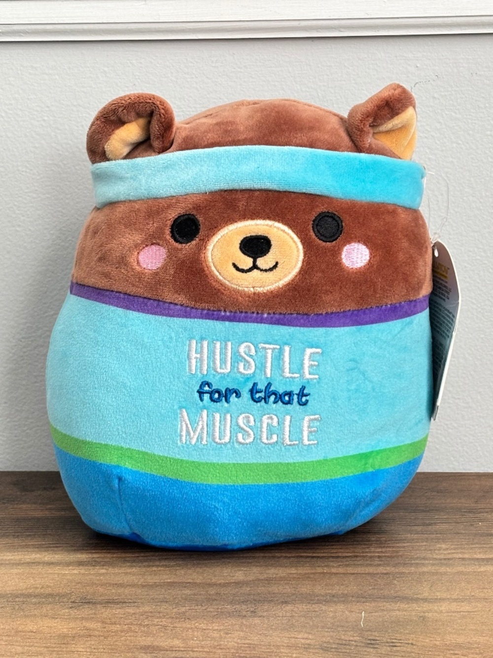 Squishmallows Omar Brown Bear Wellness Squad for that Hustle Muscle Plush NWT